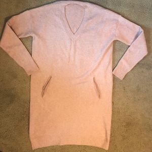 ASOS Light Pink Blush Long Sleeve Sweater Dress With Pockets US Size 4 / UK 8